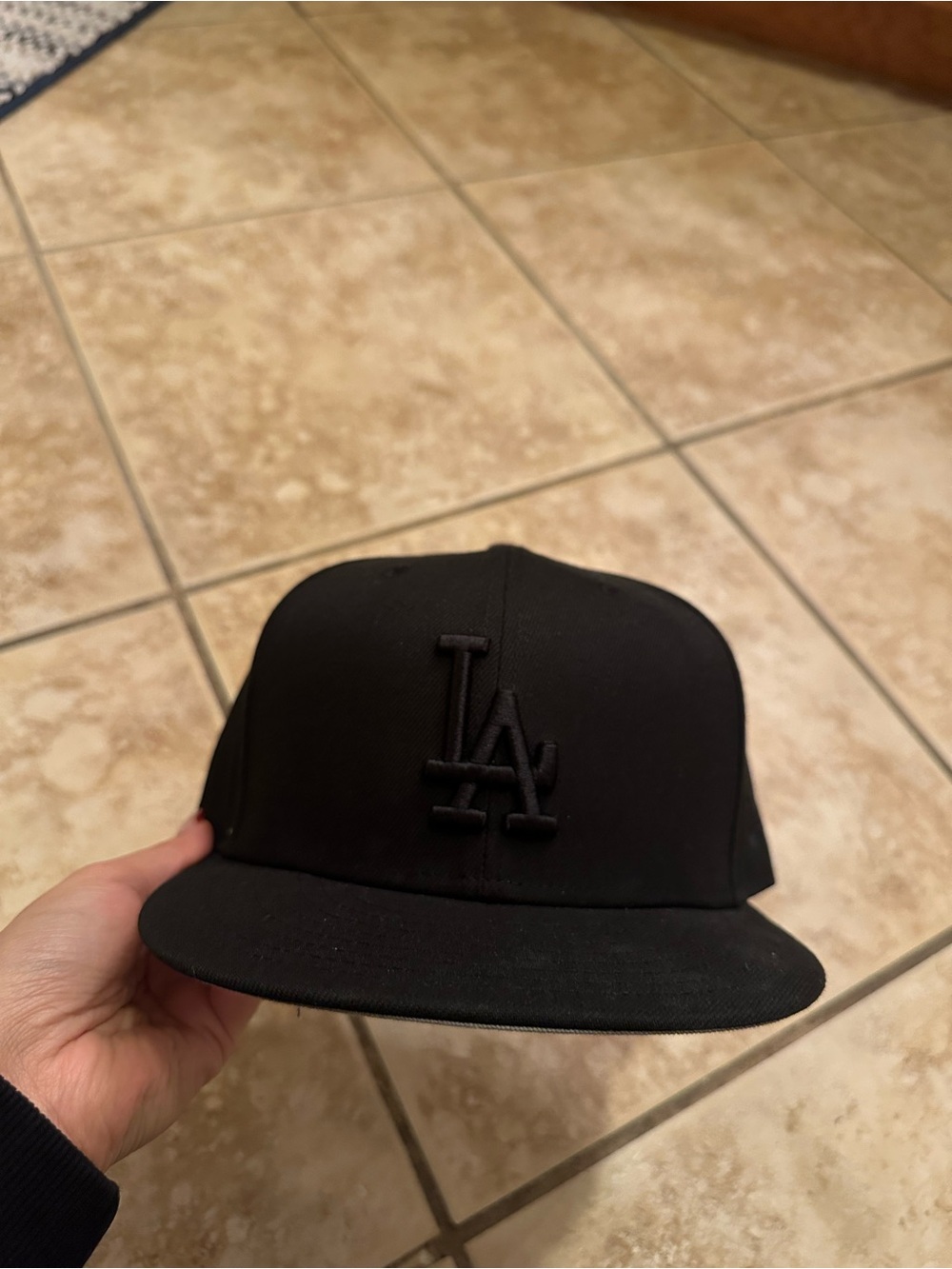 New Era Black Dodger LA Raised Embroidery Flat Brim Cap
